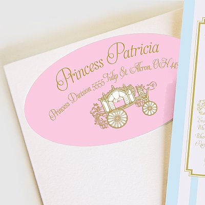 Cinderella Princess Carriage Address Labels (Pink)