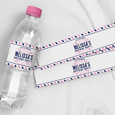 Emma Collection Water Bottle Labels (Navy & Pink)