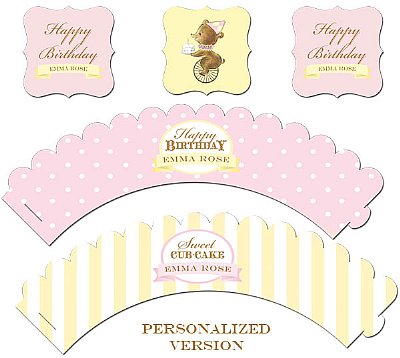 First Birthday Bear Cupcake Kit (Pink)