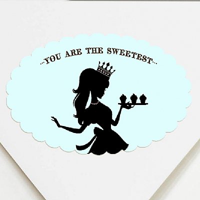 Cupcake Queen Scallop Oval Stickers