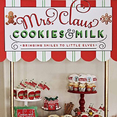 Mrs. Claus Cookies and Milk Over-sized Event Sign (Digital Download)