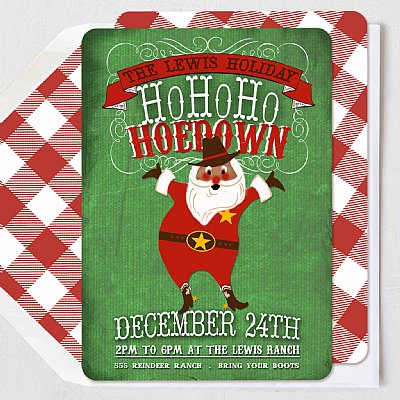 Holiday Ho Ho Hoedown Collection Invitation (Brown Skin Santa)