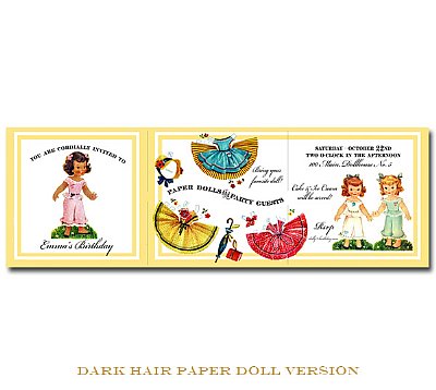 Paper Doll Trifold Invitation