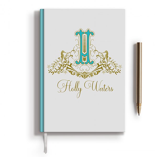 Personalized Seahorse Crest Blue Journal