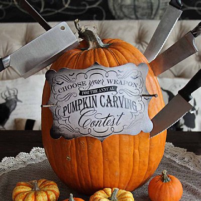 Something Wicked Collection Pumpkin Carving Large Die Cut Sign