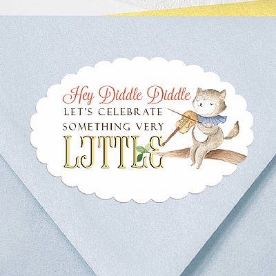 Nursery Rhyme "Hey Diddle Diddle" Scallop Oval Stickers