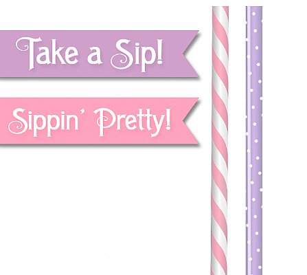 Tea Party Straw and Pennant Kit