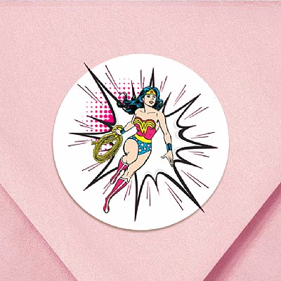 Super Girl Hero Circle Stickers