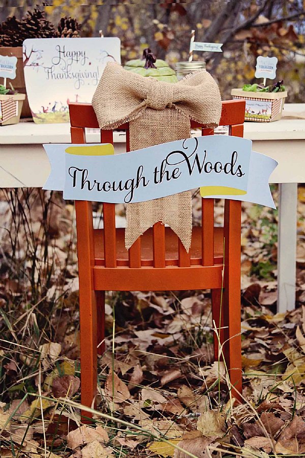 Through the Woods Chair Backers Scroll Signs