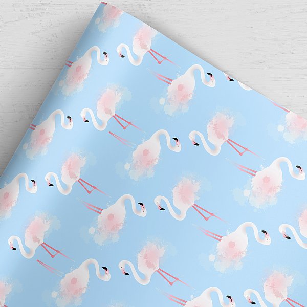 Flamingle Blue Gift Wrap