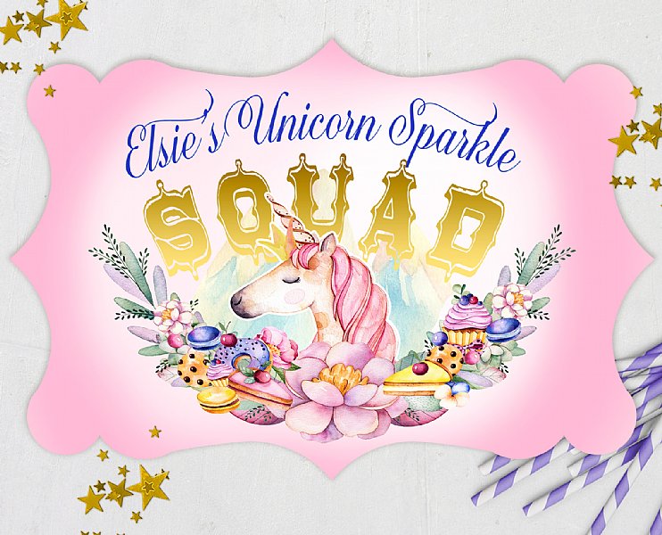 Custom Unicorn Sparkle Squad 10" Die-Cut Sign