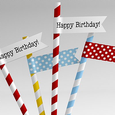 B is for Birthday Straw and Pennant Kit