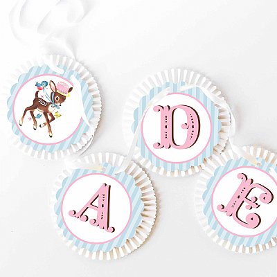 "Hooray" Little Deer Rosette Custom Banner