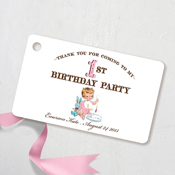 Vintage 1ST Birthday Girl Large Favor Tags