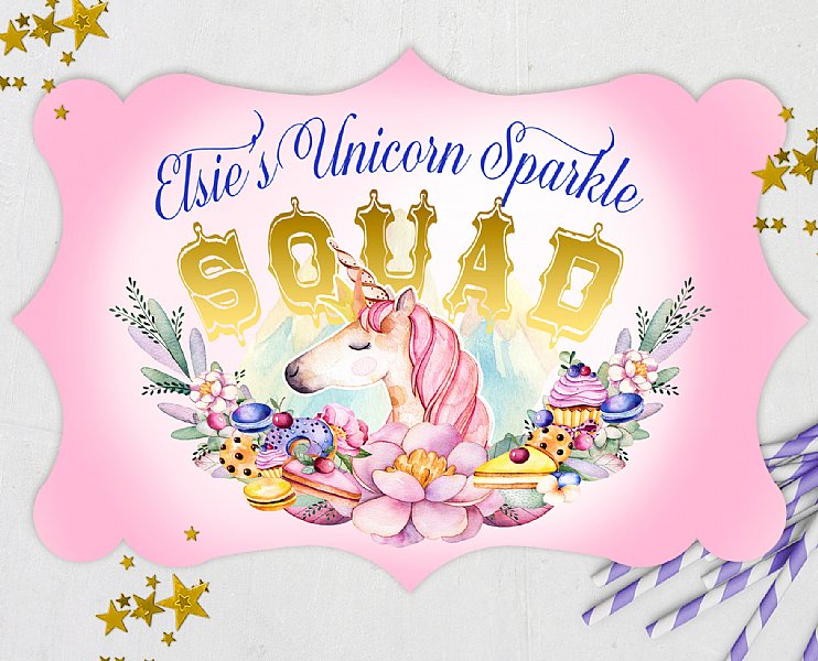 Custom Unicorn Sparkle Squad 10" Die-Cut Sign