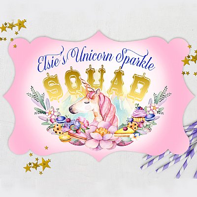 Custom Unicorn Sparkle Squad 10" Die-Cut Sign