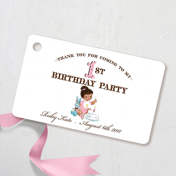 Vintage 1ST Birthday Girl Large Favor Tags