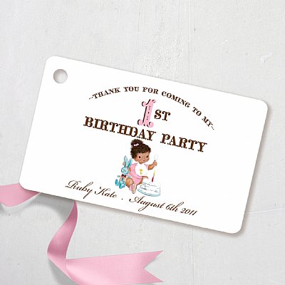 Vintage 1ST Birthday Girl Large Favor Tags