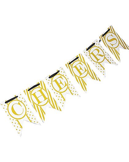 Midnight Sparkle Gold Foil Double Pennant Banner