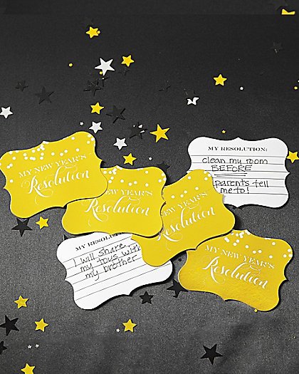 Midnight Sparkle Gold Foil New Year Resolution Cards