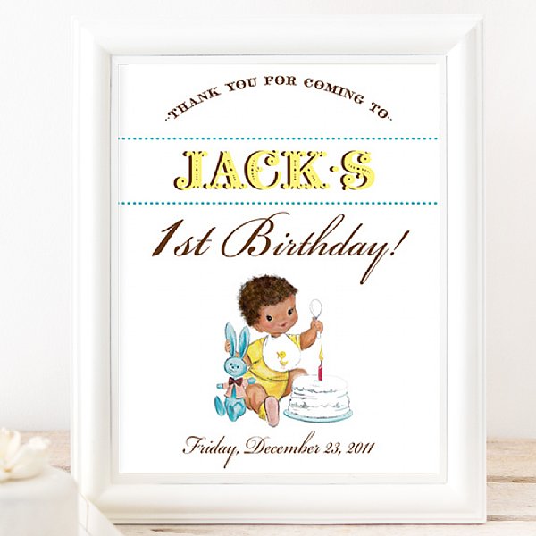 Vintage First Birthday  8x10  Event Sign