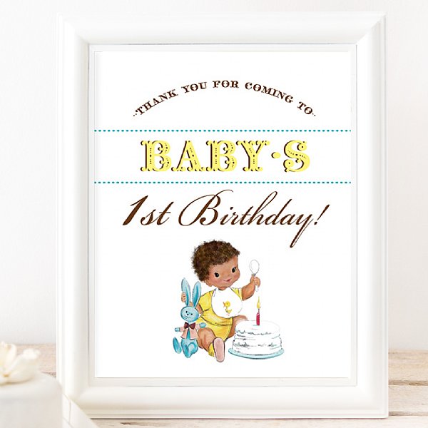 Vintage First Birthday  8x10  Event Sign