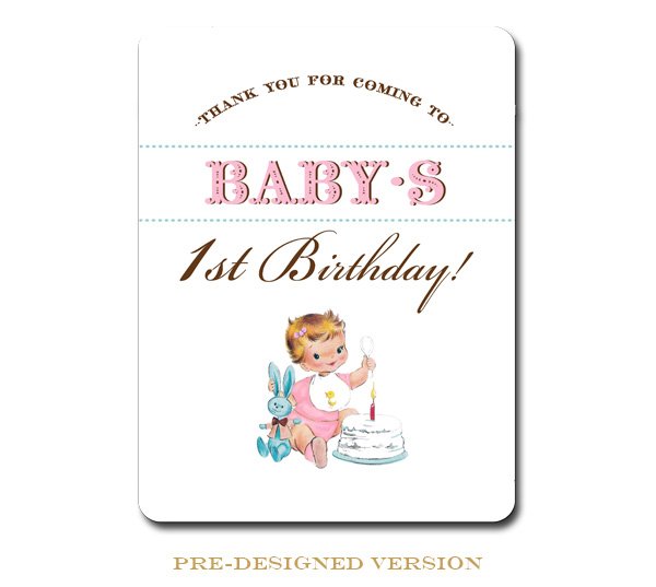 Vintage First Birthday 8x10 Thank You for Coming Event Sign