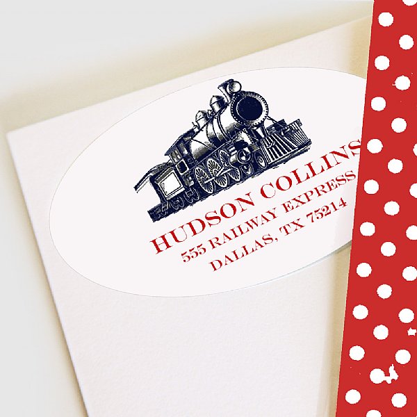 All Aboard Address Labels (Navy & Red)