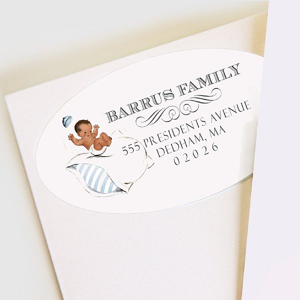 Bouncing Baby Address Labels (Brown Skin Tone)