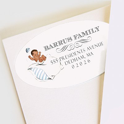 Bouncing Baby Address Labels (Brown Skin Tone)