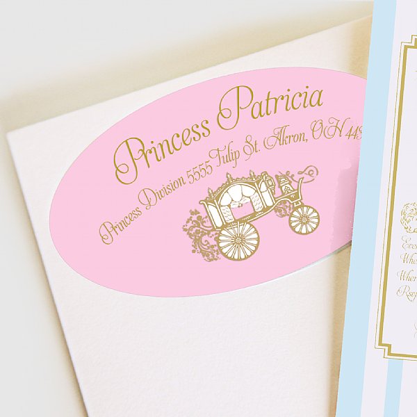Cinderella Princess Carriage Address Labels (Pink)