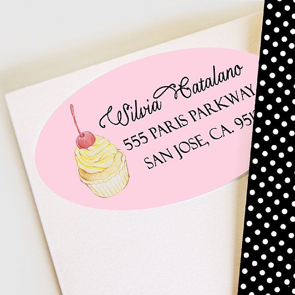 Paris Yellow Cupcake Address Labels