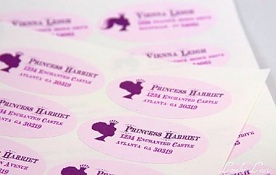 Once Upon a Time Address Labels (Purple Straight Hair)