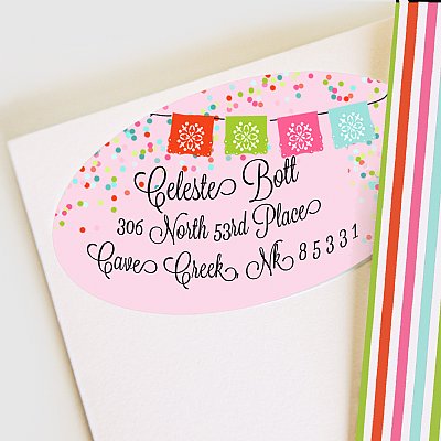 Banderitas Fiesta Pink Address Labels