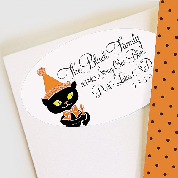 Confetti Cat Oval Address Labels