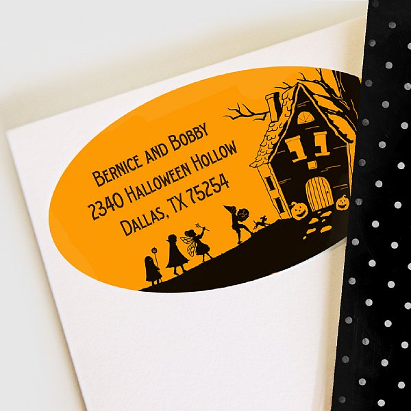 Children's Silhouette Oval Address Labels