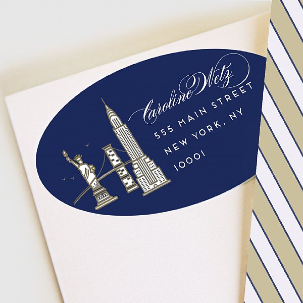 New York New York (Navy) Address Labels