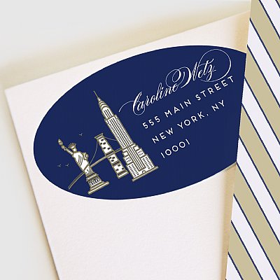 New York New York (Navy) Address Labels