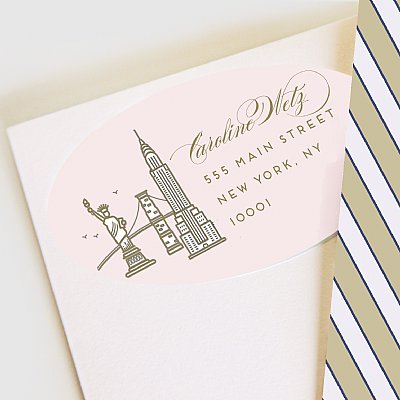 New York New York (Pink) Address Labels