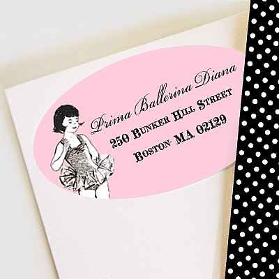 Prima Ballerina Address Labels (Dark Short Hair)