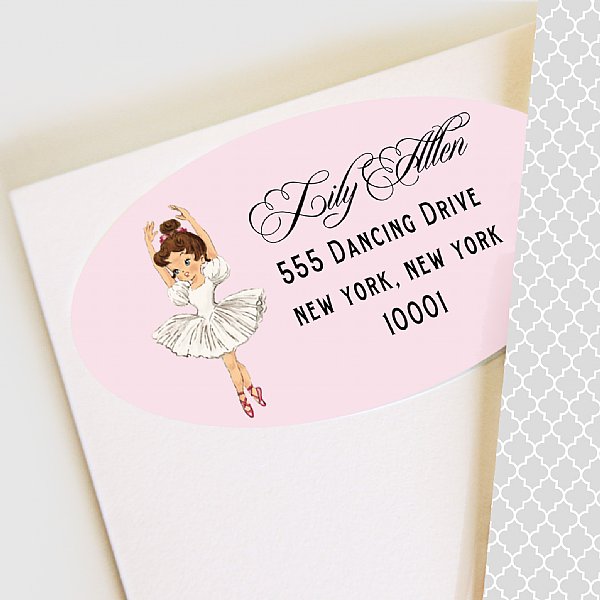 Ballerinas Address Labels (Brown Hair) 