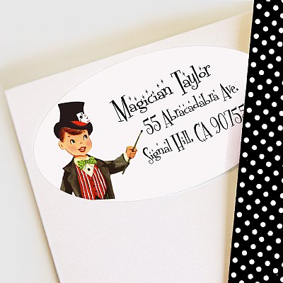 Hocus Pocus Oval Address Labels (White Skin Tone Boy)