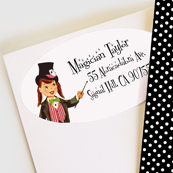 Hocus Pocus Oval Address Labels (White Skin Tone Girl)