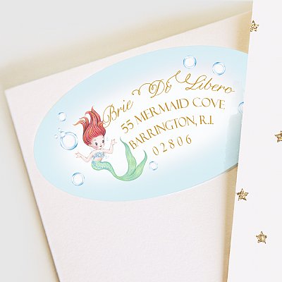 Mermaid Address Labels (Red Head)