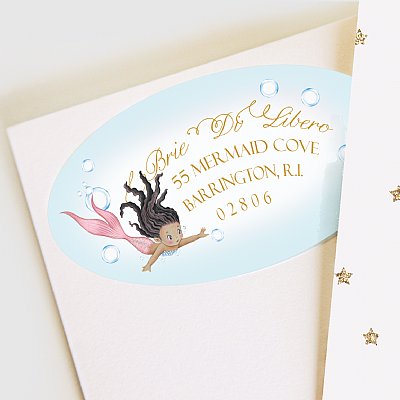 Mermaid Address Labels (Brown Skin Tone)