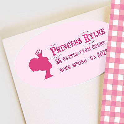 Once Upon a Time Address Labels (Pink Curly Hair)