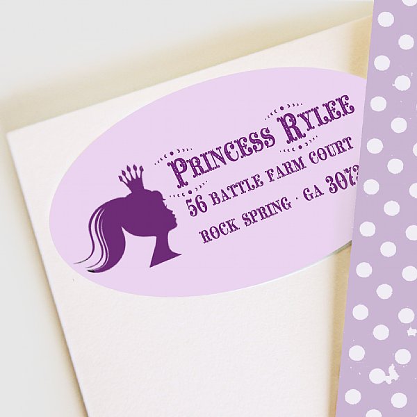 Once Upon a Time Address Labels (Purple Straight Hair)