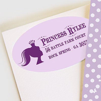 Once Upon a Time Address Labels (Purple Straight Hair)