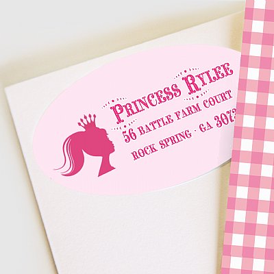 Once Upon a Time Address Labels (Pink Straight Hair)