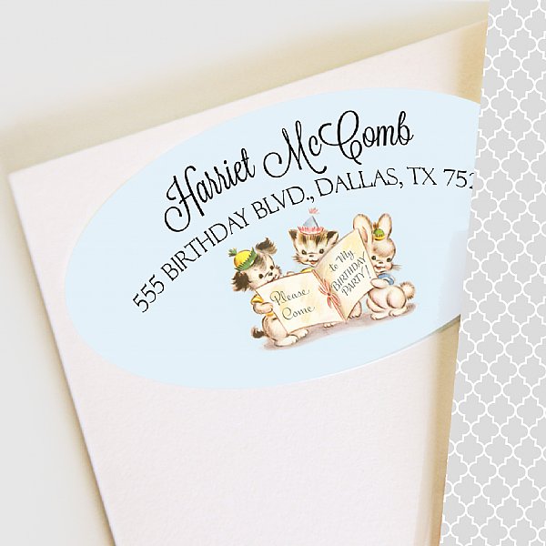 Tiny Trio Blue Address Labels